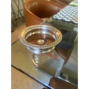 Barker Ellis Silver Plated Wine Coaster Rope Twist Rim Wood Base Made in England